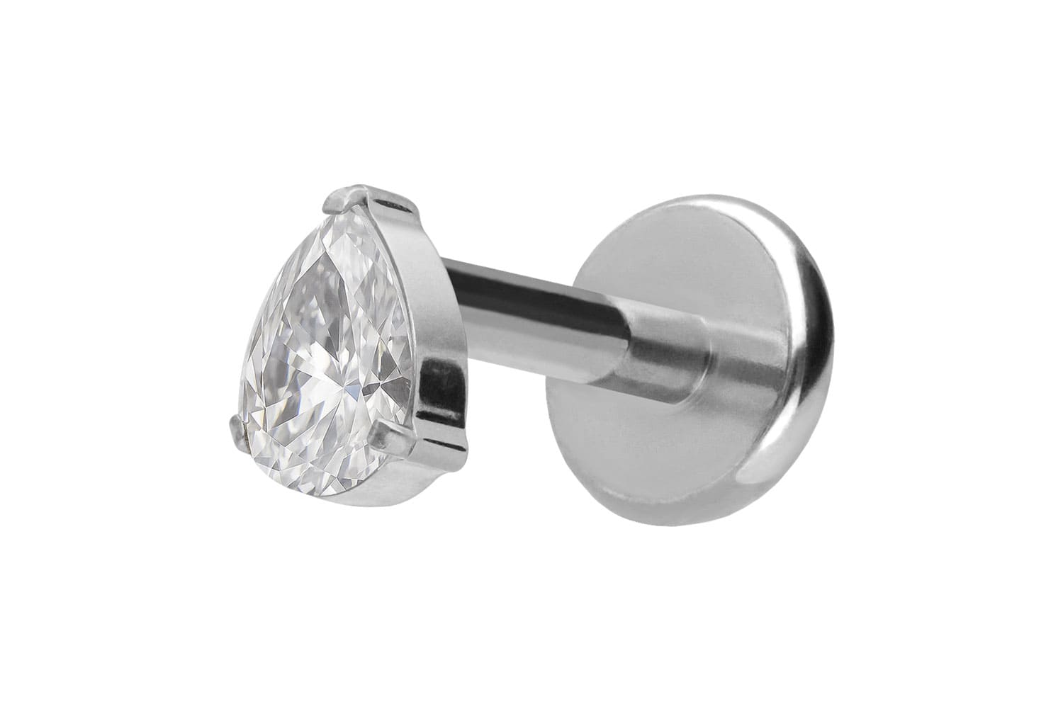 Titan Labret Piercing mit Push Fit KRISTALLTROPFEN